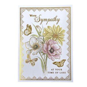 Floral Sympathy Card Gold Foil Outline u Envelope Included A7 Greeting Cards